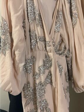 ASOS Blush Pink Maxi Dress with Silver Sequin Embellishment